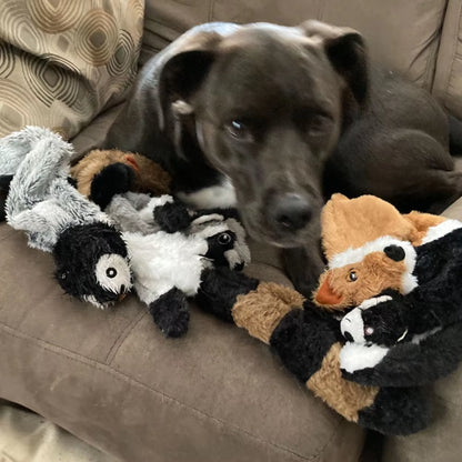Durable Stuffingless Plush Dog Toy with Squeakers - Fun Simulated Animal Design for Chewing and Crinkling