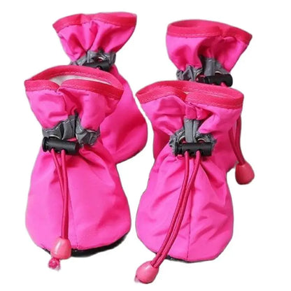 4-Piece Waterproof Pet Dog Shoes Set - Anti-Slip Rain Boots for Small Dogs and Cats - Pet Footwear Accessories