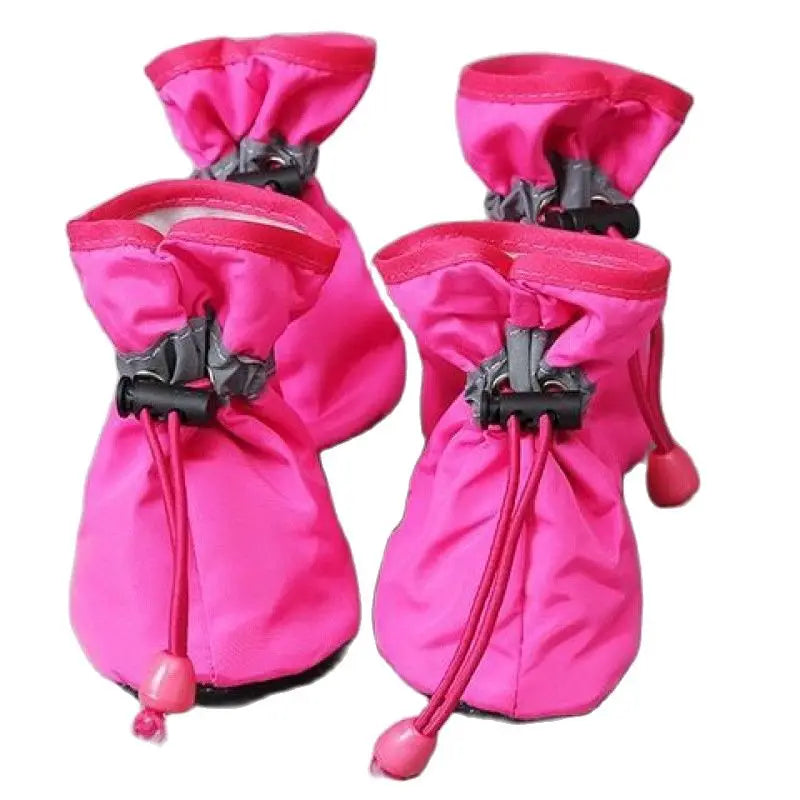 4-Piece Waterproof Pet Dog Shoes Set - Anti-Slip Rain Boots for Small Dogs and Cats - Pet Footwear Accessories