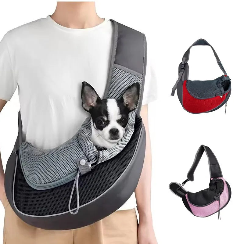 Pet Carrier Backpack - Breathable Mesh, Lightweight, Wear-Resistant Crossbody Sling Bag for Dogs and Cats - Ideal for Outdoor Travel