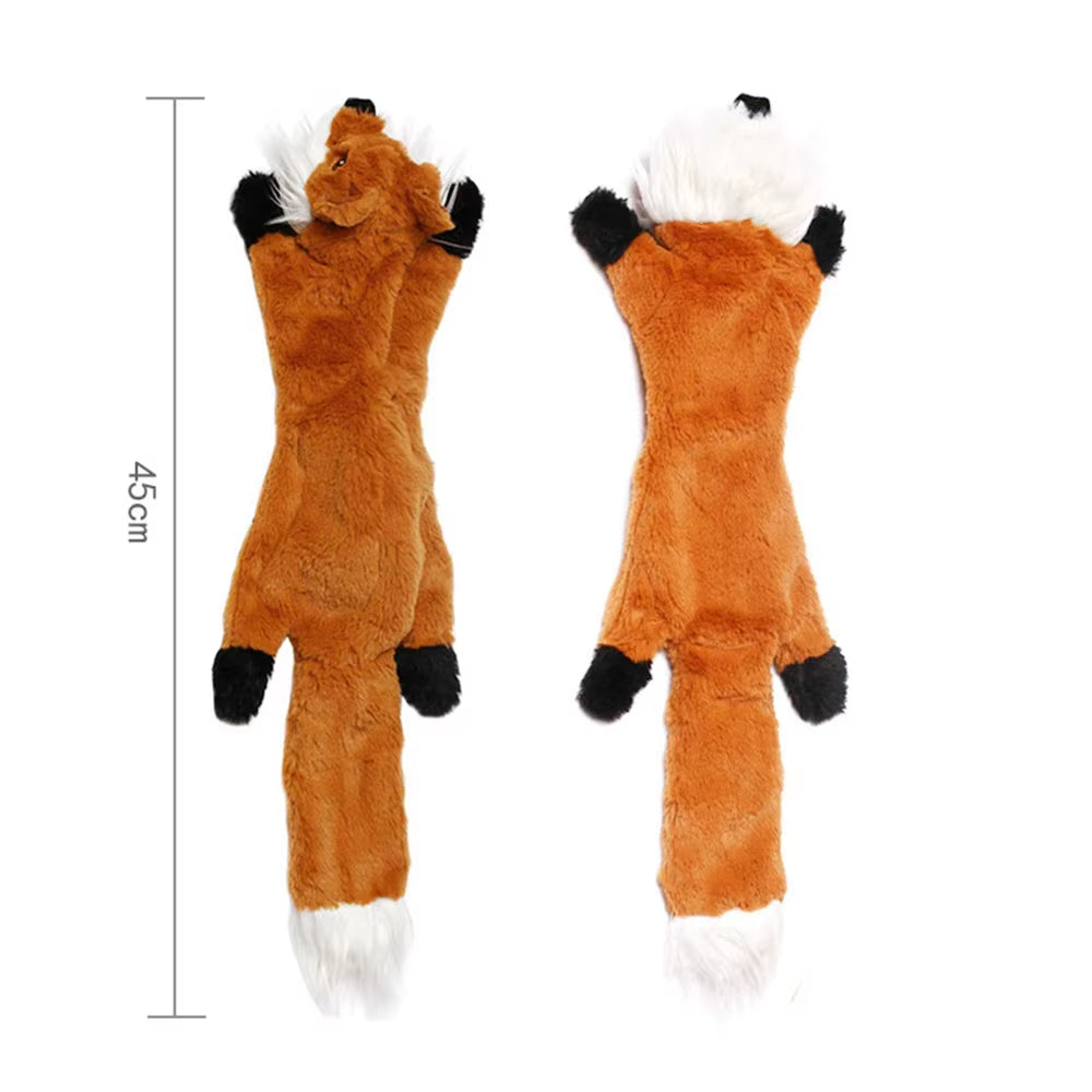 Durable Stuffingless Plush Dog Toy with Squeakers - Fun Simulated Animal Design for Chewing and Crinkling