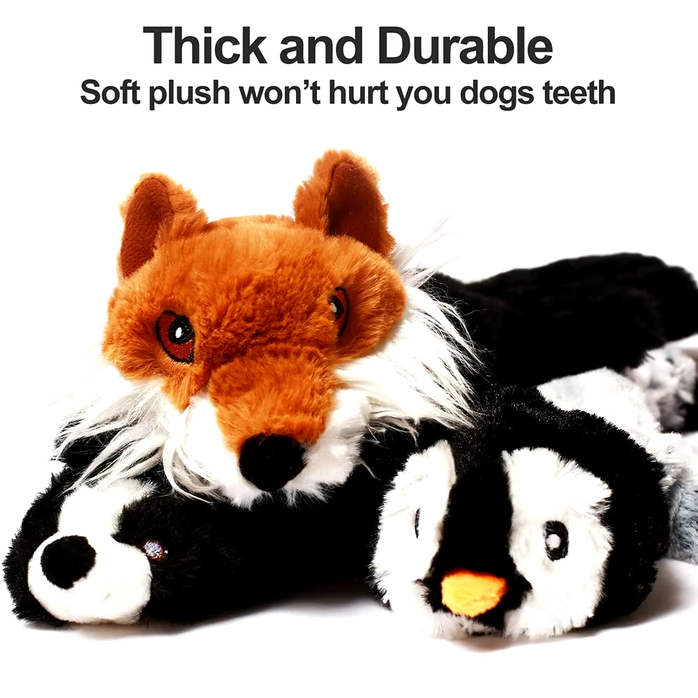 Durable Stuffingless Plush Dog Toy with Squeakers - Fun Simulated Animal Design for Chewing and Crinkling