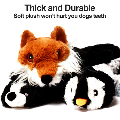 Durable Stuffingless Plush Dog Toy with Squeakers - Fun Simulated Animal Design for Chewing and Crinkling