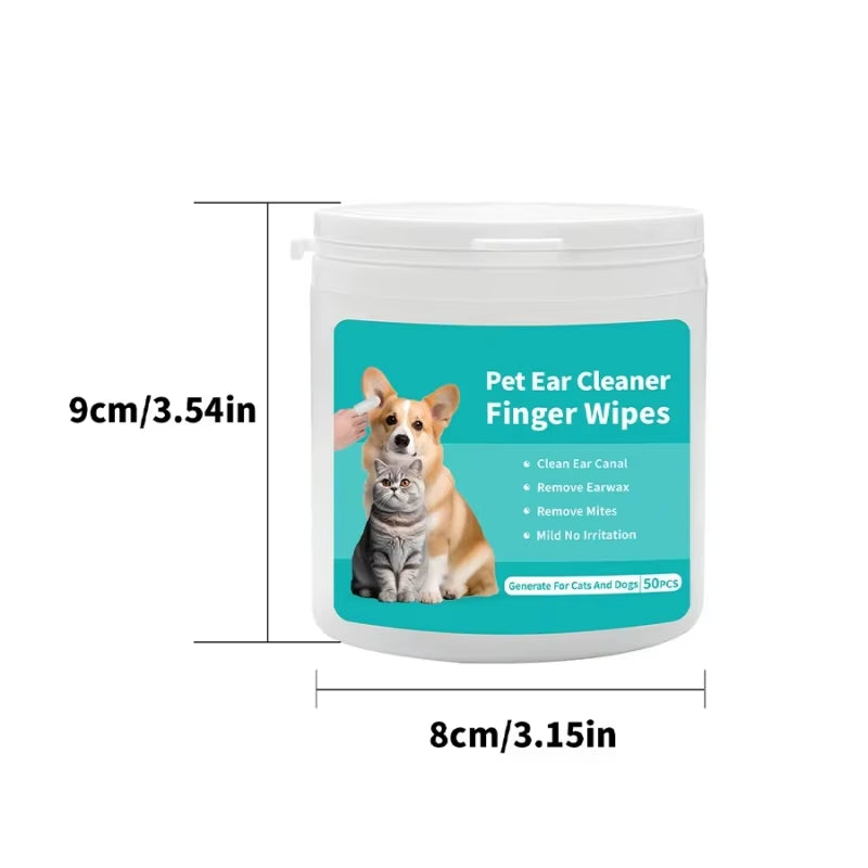 Disposable Pet Ear Cleaning Wipes with Finger Covers for Convenient Ear Care and Mite Removal