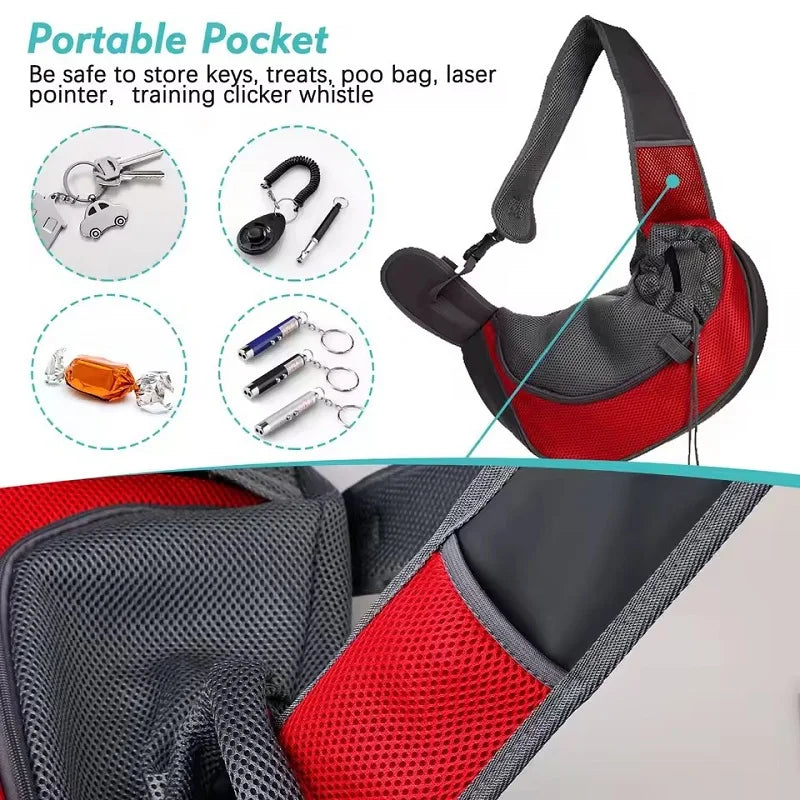 Pet Carrier Backpack - Breathable Mesh, Lightweight, Wear-Resistant Crossbody Sling Bag for Dogs and Cats - Ideal for Outdoor Travel