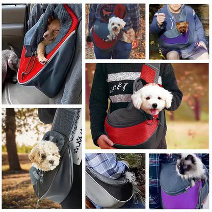 Pet Carrier Backpack - Breathable Mesh, Lightweight, Wear-Resistant Crossbody Sling Bag for Dogs and Cats - Ideal for Outdoor Travel