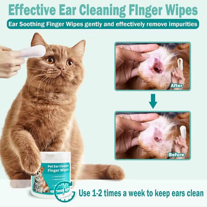 Disposable Pet Ear Cleaning Wipes with Finger Covers for Convenient Ear Care and Mite Removal