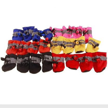 4-Piece Waterproof Pet Dog Shoes Set - Anti-Slip Rain Boots for Small Dogs and Cats - Pet Footwear Accessories