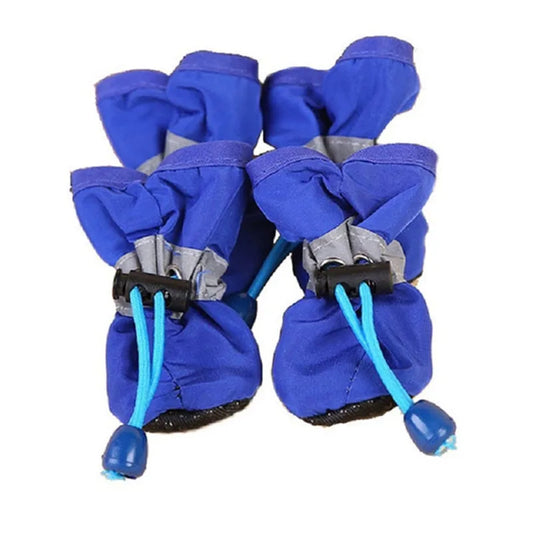 4-Piece Waterproof Pet Dog Shoes Set - Anti-Slip Rain Boots for Small Dogs and Cats - Pet Footwear Accessories