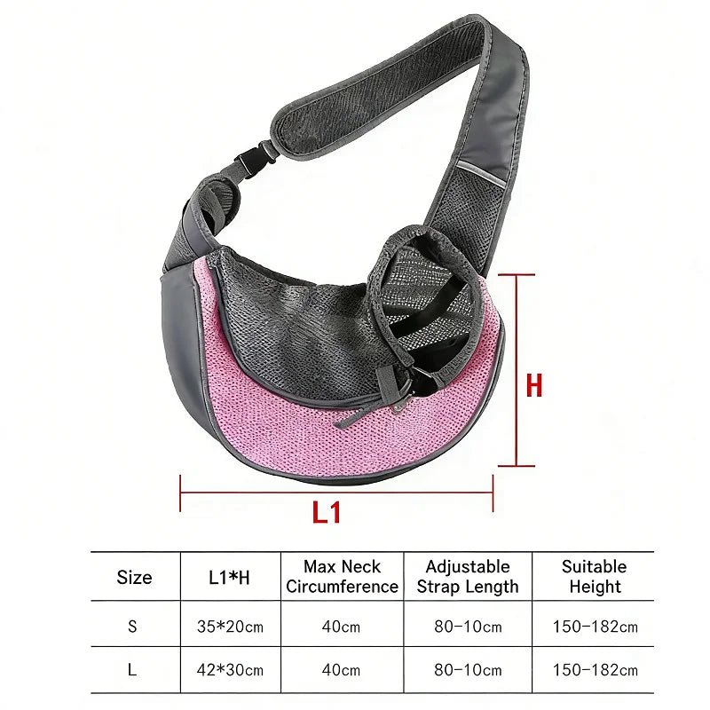 Pet Carrier Backpack - Breathable Mesh, Lightweight, Wear-Resistant Crossbody Sling Bag for Dogs and Cats - Ideal for Outdoor Travel