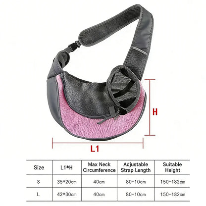 Pet Carrier Backpack - Breathable Mesh, Lightweight, Wear-Resistant Crossbody Sling Bag for Dogs and Cats - Ideal for Outdoor Travel