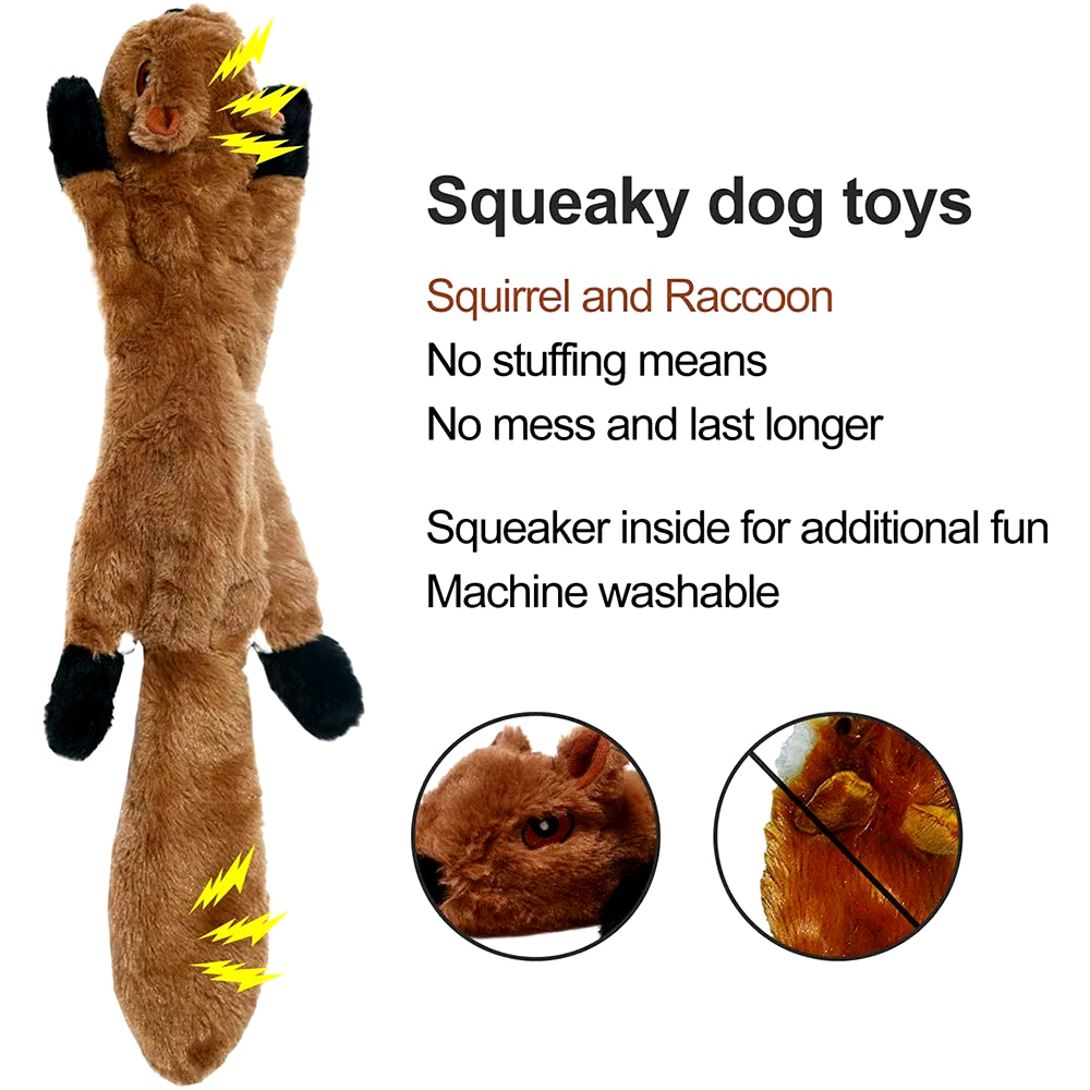 Durable Stuffingless Plush Dog Toy with Squeakers - Fun Simulated Animal Design for Chewing and Crinkling