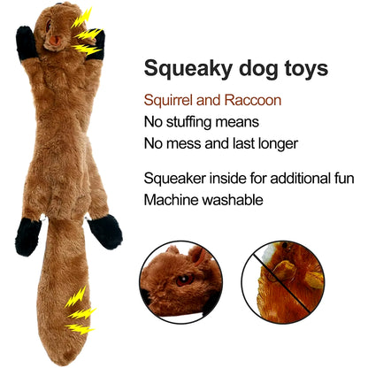 Durable Stuffingless Plush Dog Toy with Squeakers - Fun Simulated Animal Design for Chewing and Crinkling