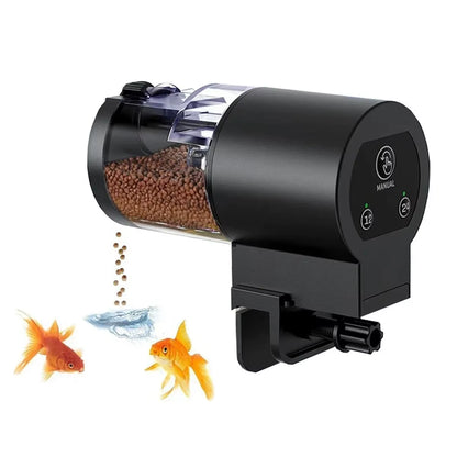 Automatic Fish Feeder with 100ML Capacity, Battery Operated and Programmable Timer for Aquariums - Ideal for Vacation Use