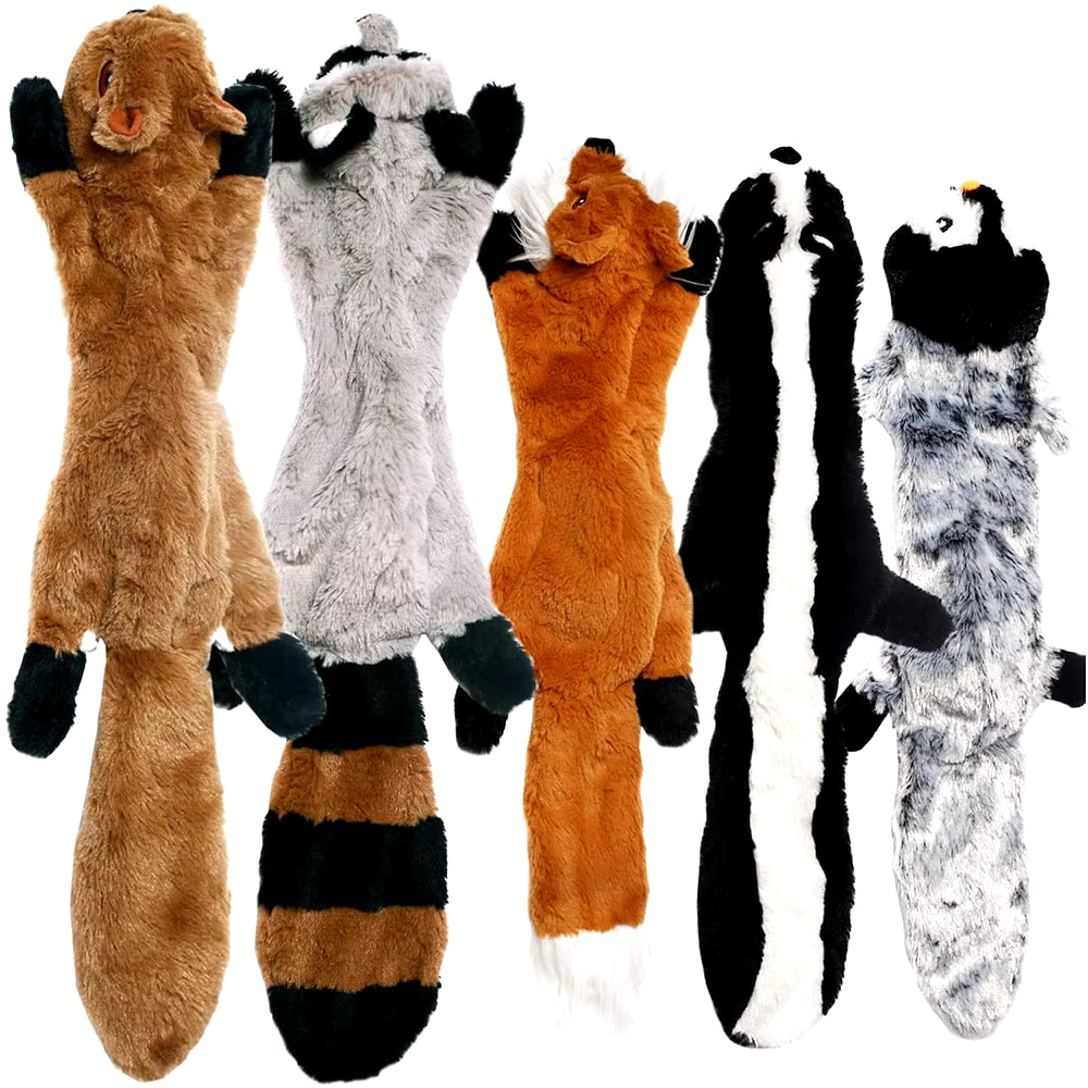 Durable Stuffingless Plush Dog Toy with Squeakers - Fun Simulated Animal Design for Chewing and Crinkling